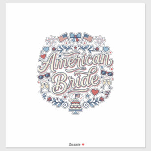 Pegatina Novia Americana Diseño Vectorial de Boda Patriótic