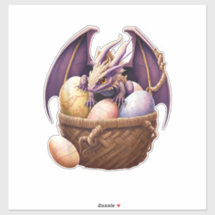 Pegatina Novia Dragón Recolectando Huevos de Pascua - Camis