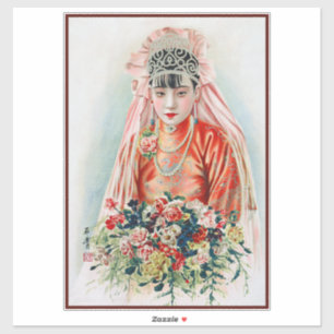 Pegatina Novia en rojo a Boda chino en Shanghai