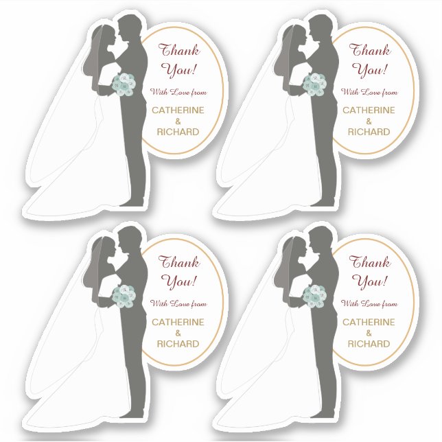 Pegatina Novia y Boda Groom Gracias Contour (Anverso)