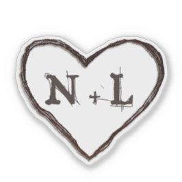 Pegatina Novias talladas Monograma de Iniciales Rústicas de