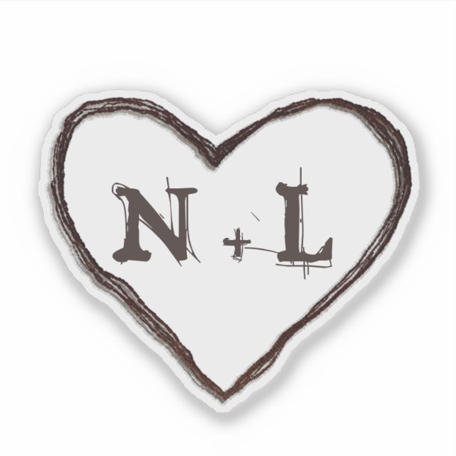 Pegatina Novias talladas Monograma de Iniciales Rústicas de (Anverso)