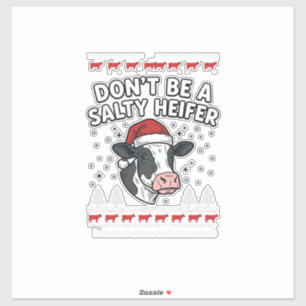 Pegatina Novilla Salada Vaca de Navidad Grabado Divertido A