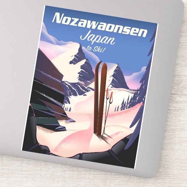 Pegatina Nozawaonsen Japón esquiar (Detalle)