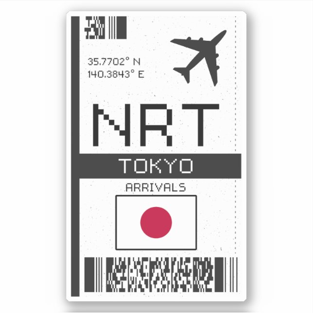 Pegatina NRT Tokyo Boarding Pass - Japón Travel (Anverso)