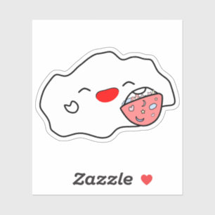 Pegatina Nube Bebé Kawaii que Sostiene una Bolsa de Canasta