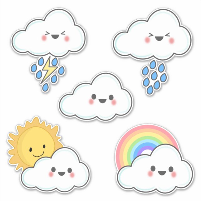 Pegatina Nube de clima feliz (Anverso)