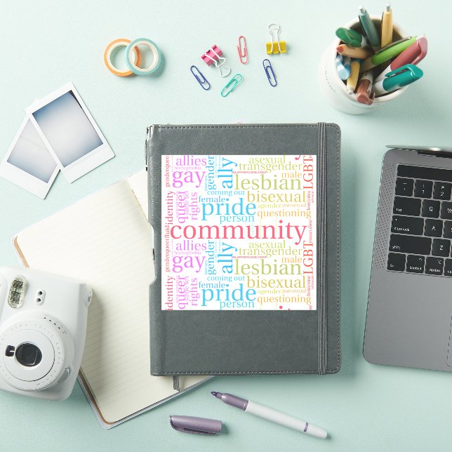 Pegatina Nube de palabras de la comunidad LGBTQ+ de Slipper (Funda para iPad)