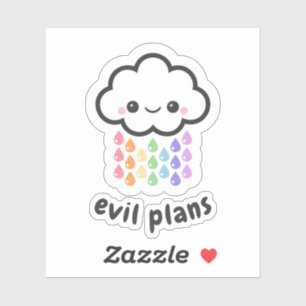 Pegatina Nube de planes malvados de Kawaii