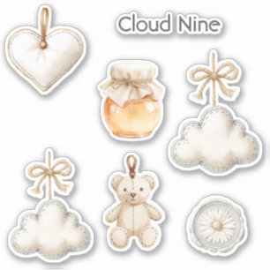 Pegatina Nube Nueve de Crema Azul Baby Shower o Solo Porque