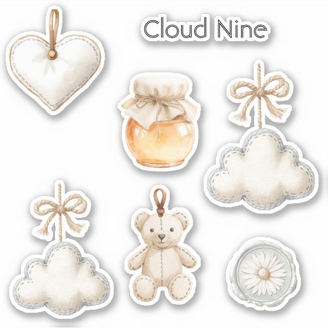 Pegatina Nube Nueve de Crema Azul Baby Shower o Solo Porque (Anverso)