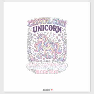 Pegatina Núcleo de Cristal Unicornio Diseño de Vector Adora