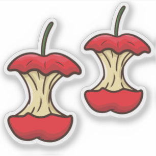 Pegatina Núcleo de manzana comido frutas divertidas al esti