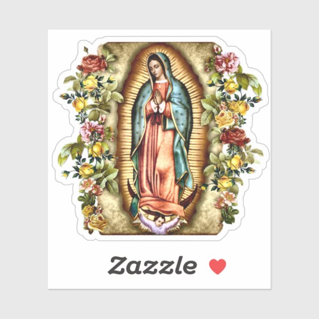 Pegatina Nuestra Señora de Guadalupe Marco de Rosas Vinilo  (Hoja)
