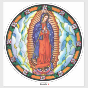 Pegatina Nuestra Señora de Guadalupe Vibrante color Vidrio 