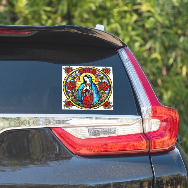 Pegatina Nuestra Señora de Guadalupe Vidrio Manchado San De (Lado del coche)