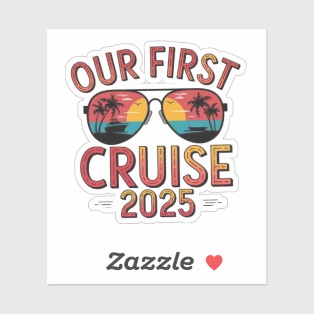 Pegatina Nuestro primer viaje en crucero 2025 coincidiendo (Hoja)