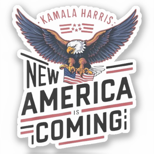 Pegatina Nueva América viene Kamala Harris 2024 presidente (Anverso)