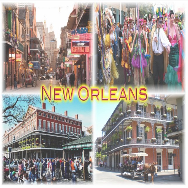 Pegatina Nueva Orleans - Calle Bourbon - Mardi Gras -