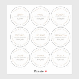 Pegatina Nueve nombres individuales Gracias Brigada Pequeña