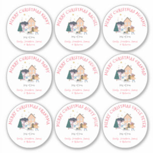 Pegatina Nueve nombres pequeños diferentes Chica Feliz Navi