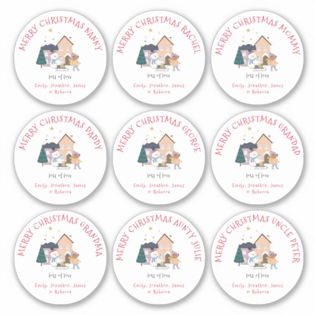 Pegatina Nueve nombres pequeños diferentes Chica Feliz Navi (Anverso)