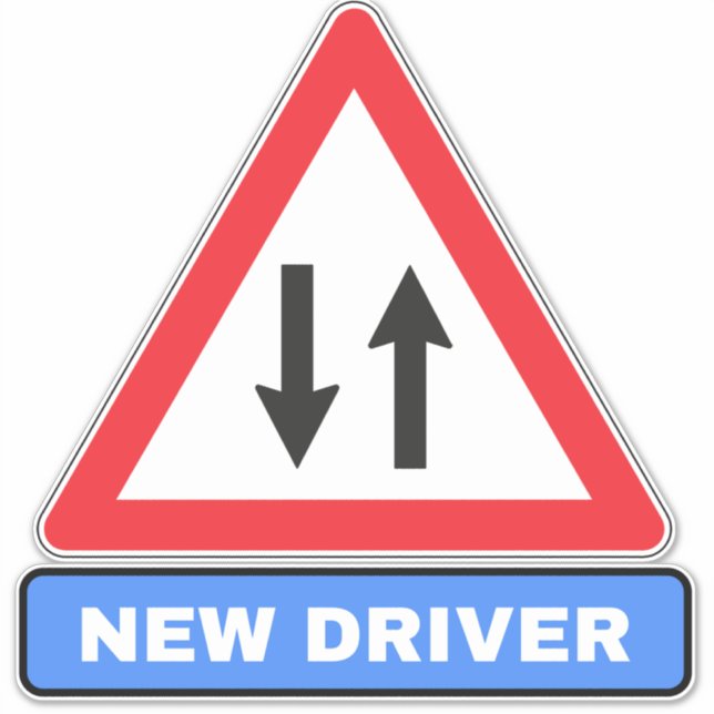 Pegatina Nuevo controlador en la carretera (alerta de coche (Anverso)