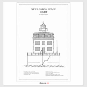 Pegatina Nuevo faro de London Ledge - Connecticut - BD