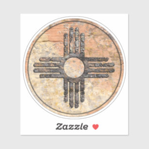 Pegatina Nuevo México: El símbolo del sol zia - Cañones par