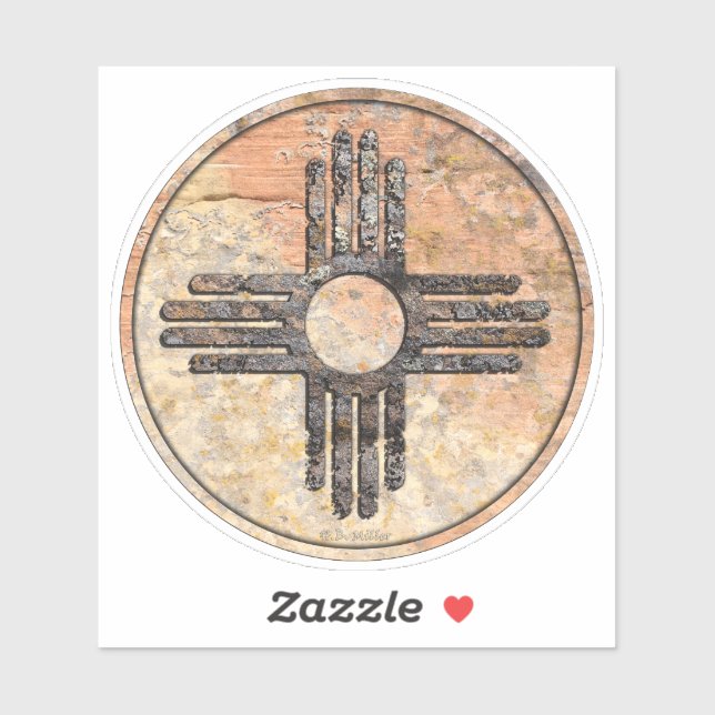 Pegatina Nuevo México: El símbolo del sol zia - Cañones par (Hoja)