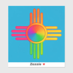 Pegatina Nuevo México Zia Sol Neón