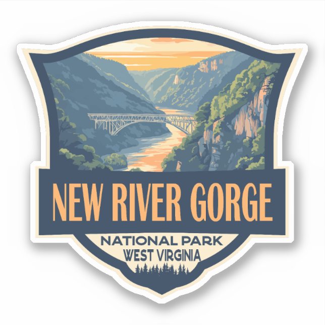 Pegatina Nuevo Parque Nacional del Gorge del Río Retro (Anverso)