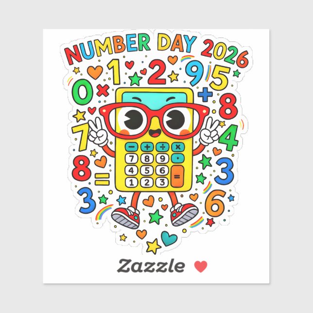 Pegatina Number Day 2026 Colourful Maths Sticker for School (Hoja)