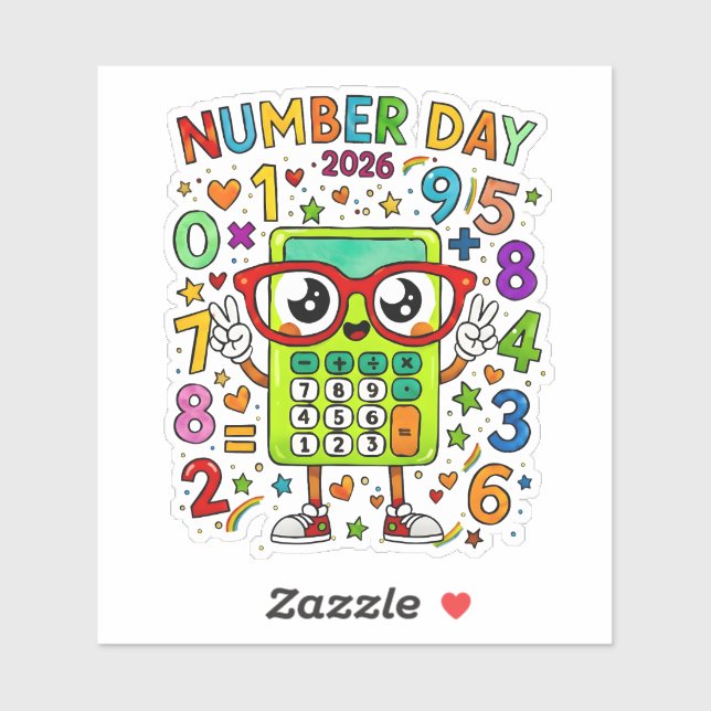 Pegatina Number Day 2026 Cute Math Sticker for Kids (Hoja)