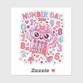 Pegatina Number Day 2026 Cute Maths Sticker for Kids