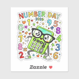 Pegatina Number Day 2026 Cute Maths Sticker for Kids