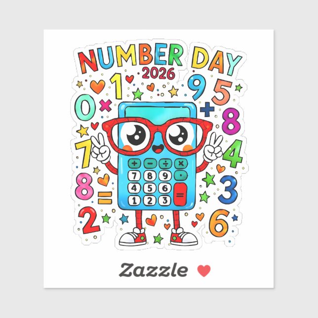 Pegatina Number Day 2026 Cute Numbers Sticker for Kids (Hoja)