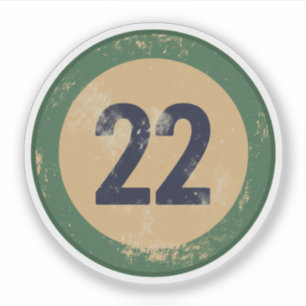 Pegatina Número 22 Vintage con Efecto de Desgaste