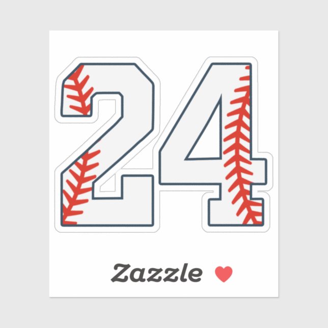 Pegatina Número 24 de Jersey de Béisbol (Hoja)