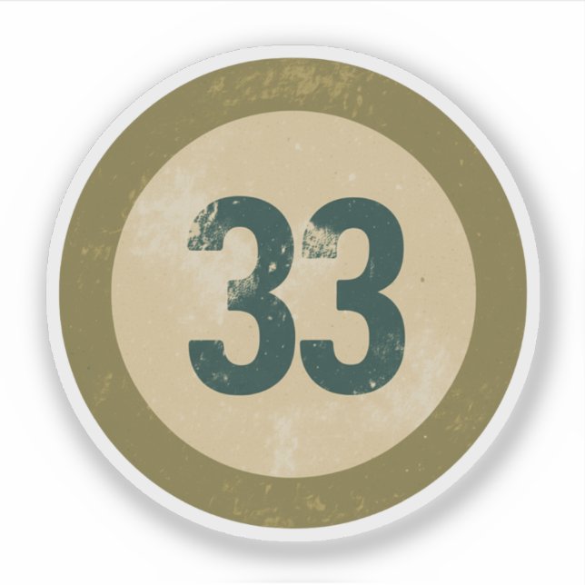 Pegatina Número 33 Vintage Agotado (Anverso)