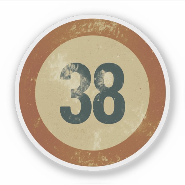 Pegatina Número 38 Vintage con Efecto de Desgaste (Anverso)