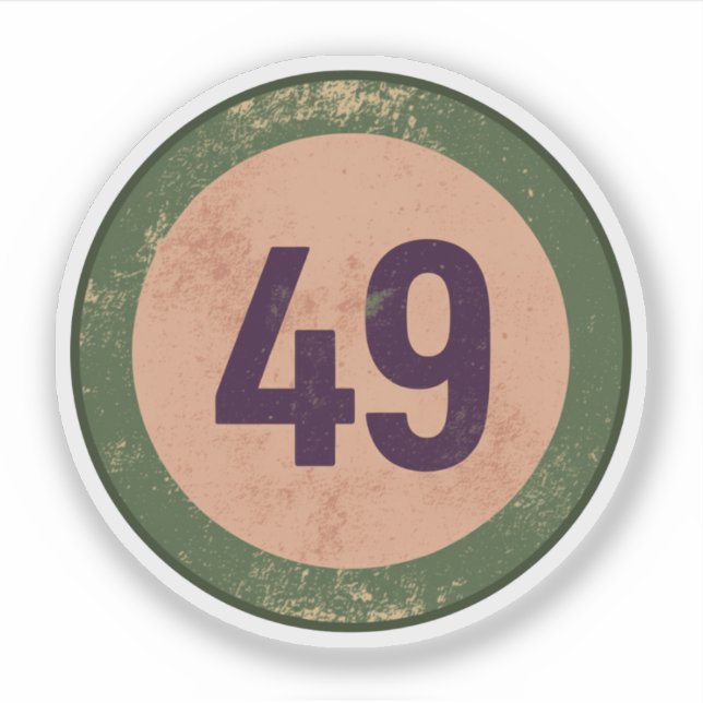 Pegatina Número 49 Vintage con Efecto de Desgaste (Anverso)
