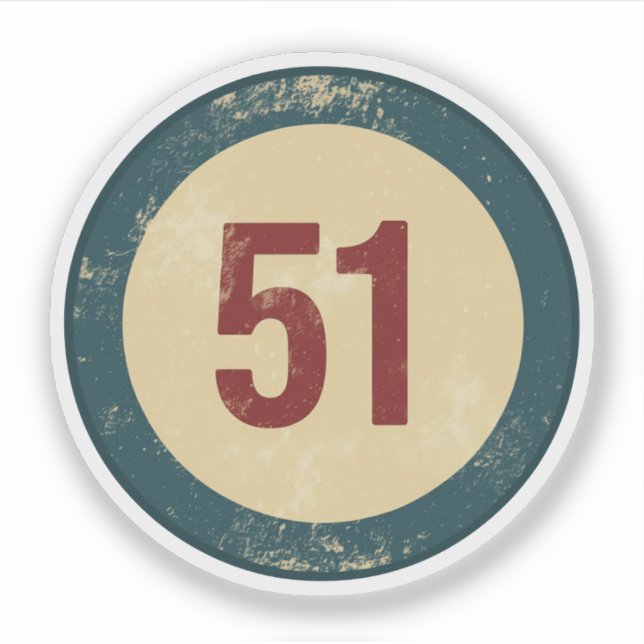 Pegatina Número 51 Vintage Agotado (Anverso)