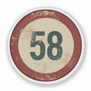 Pegatina Número 58 Vintage con Efecto de Desgaste