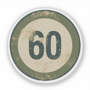Pegatina Número 60 Vintage con Efecto de Desgaste