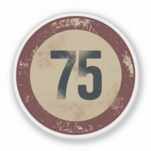 Pegatina Número 75 Vintage con Efecto de Desgaste