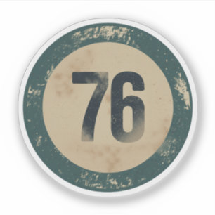 Pegatina Número 76 Vintage con Efecto de Desgaste