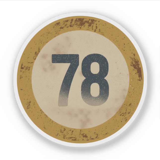 Pegatina Número 78 Vintage con Efecto de Desgaste (Anverso)