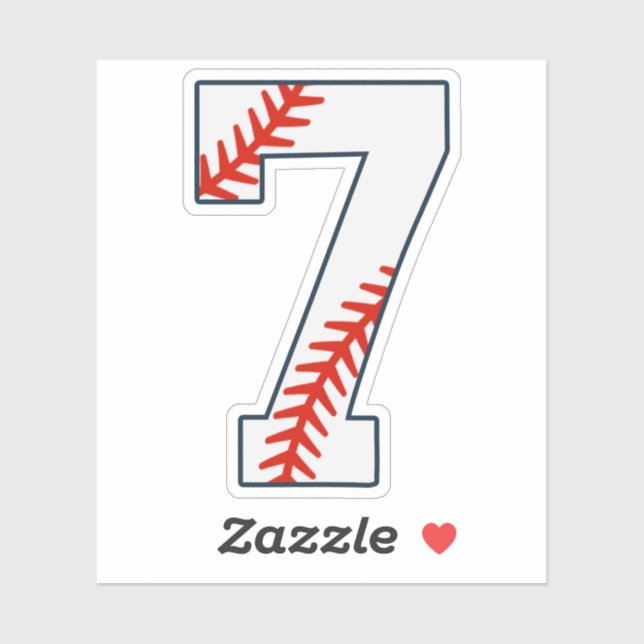 Pegatina Número 7 de Jersey de Béisbol (Hoja)