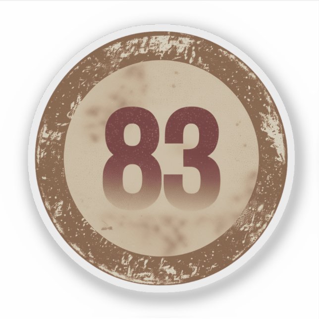 Pegatina Número 83 Vintage con Efecto de Desgaste (Anverso)
